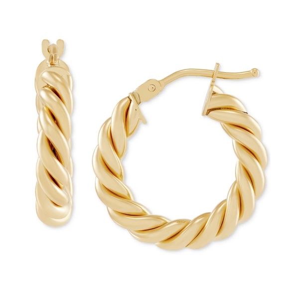 R.H. Macy & Co. 10KY 17MM Twisted Hoop Earrings - Picture 1 of 5